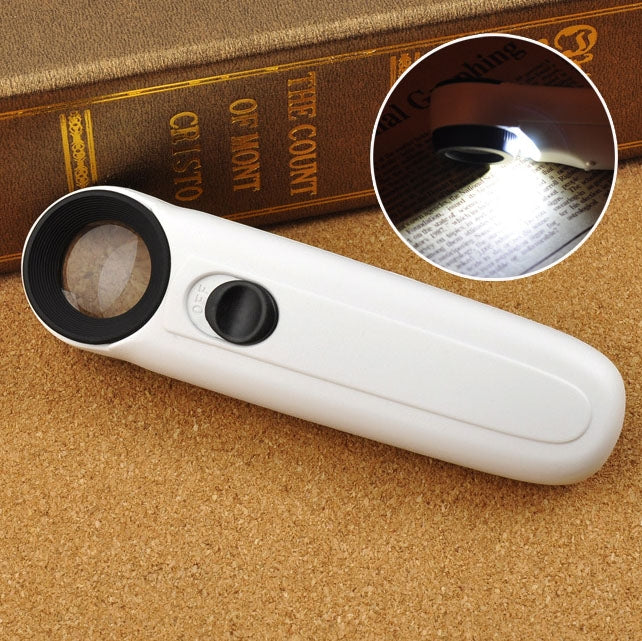 Lupa Portátil Estilo Ponto de Exclamação 40X com Luz LED Dupla, 40X