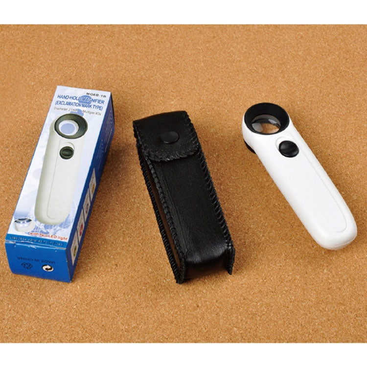 Lupa Portátil Estilo Ponto de Exclamação 40X com Luz LED Dupla, 40X