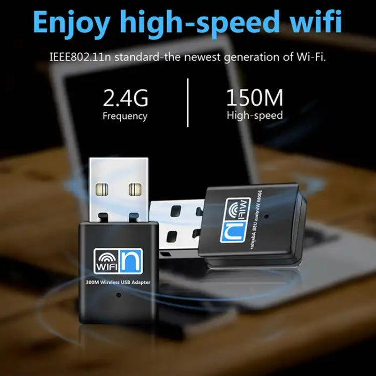 Adaptador de rede USB Nano sem fios 300Mbps 802.11N, cartão adaptador