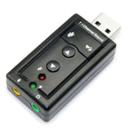 Adaptador de Placa de Som Virtual 3D USB 2.0 7.1 Canais Externo, Plástico Preto 7.1 Canais