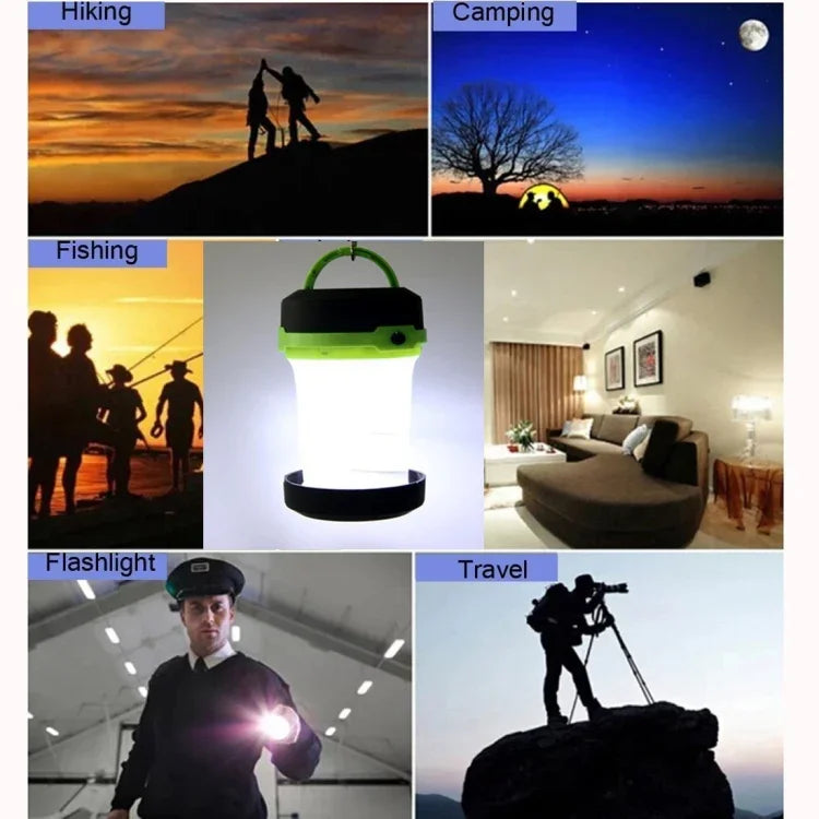 Lanterna LED Retrátil com 3 Modos, Lâmpada para Tenda