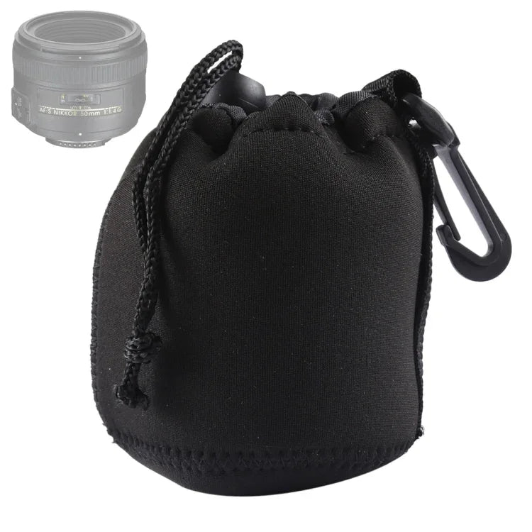 Bolsa de Transporte para Lente de Câmara SLR em Neopreno com Mosquetão, Tamanho: 8x10cm, Tamanho: 8x10cm