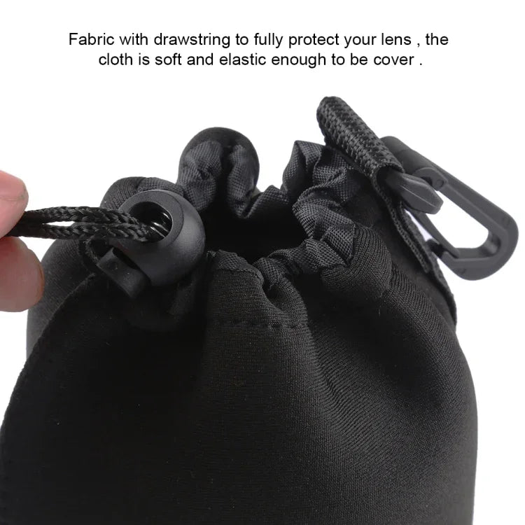 Bolsa de Transporte para Lente de Câmara SLR em Neopreno com Mosquetão, Tamanho: 8x10cm, Tamanho: 8x10cm