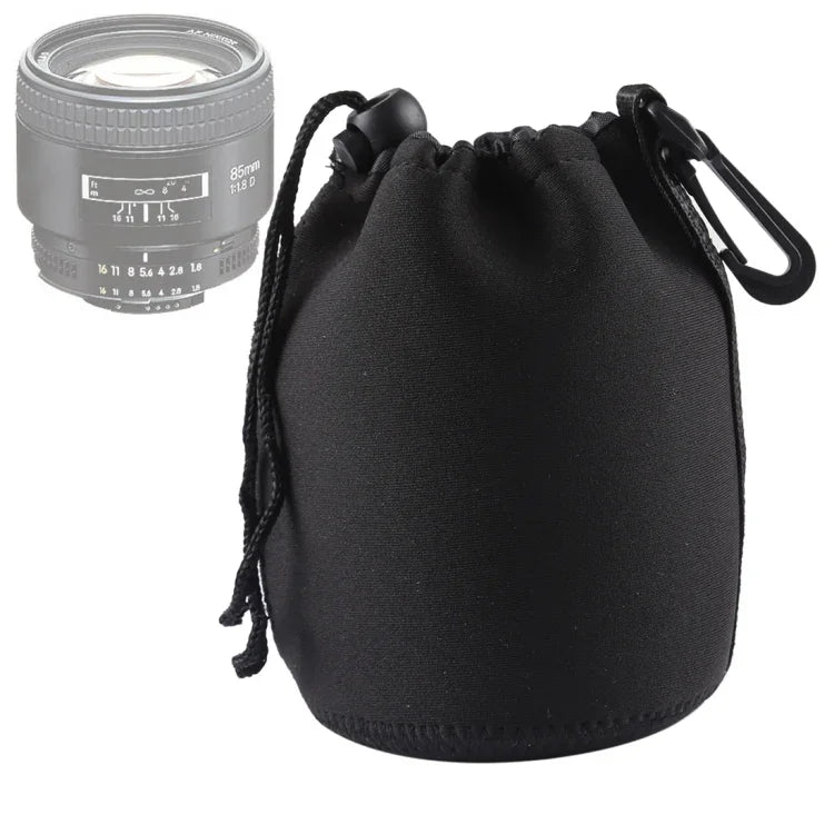 Bolsa de Transporte para Lente de Câmara SLR em Neopreno com Mosquetão, Tamanho: 10x14cm, Tamanho: 10x14cm