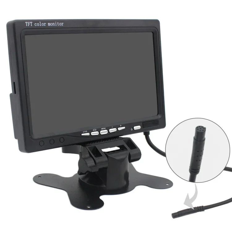 Monitor de Carro de 7,0 polegadas / Monitor de Câmaras de Vigilância com Suporte de Ângulo Ajustável e Comando à Distância, Entrada de Vídeo Dupla, 7,0 polegadas, Entrada de Vídeo Dupla