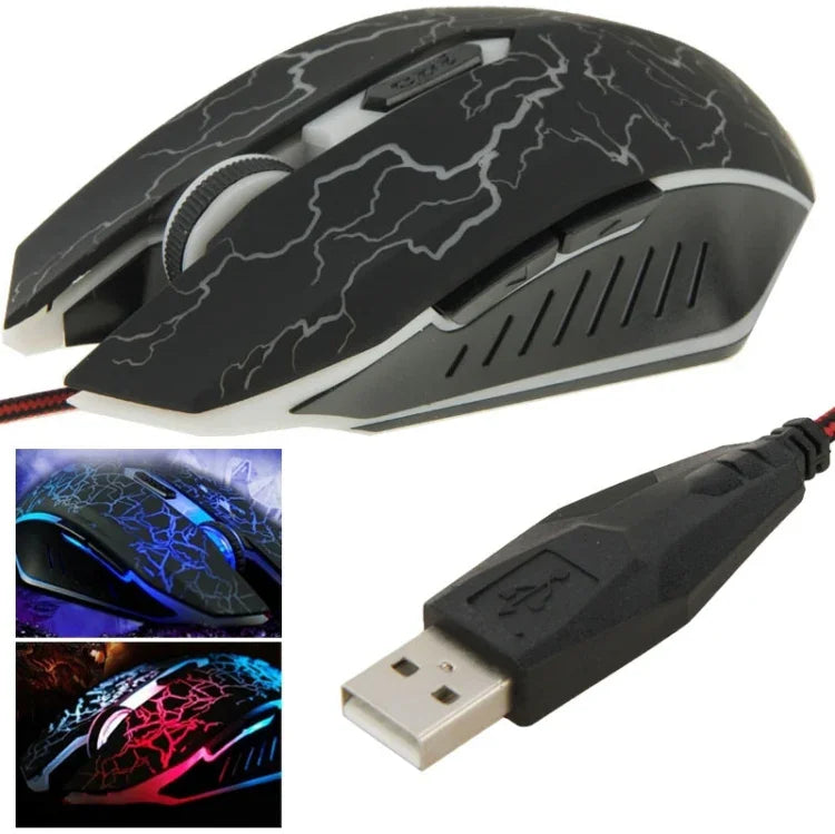 Rato de jogos ótico com fio USB 6D para computador PC portátil, USB 6D