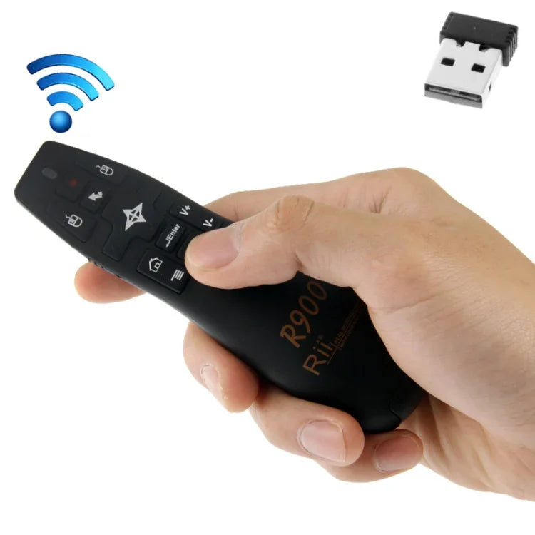 Apresentador sem fios 2,4G com ponteiro laser Fly Mouse Rii Professional Air Mouse R900 para HTPC / Android TV BOX / PS3 / XBOX360 / Tablet PC (K14 R900), K14 R900