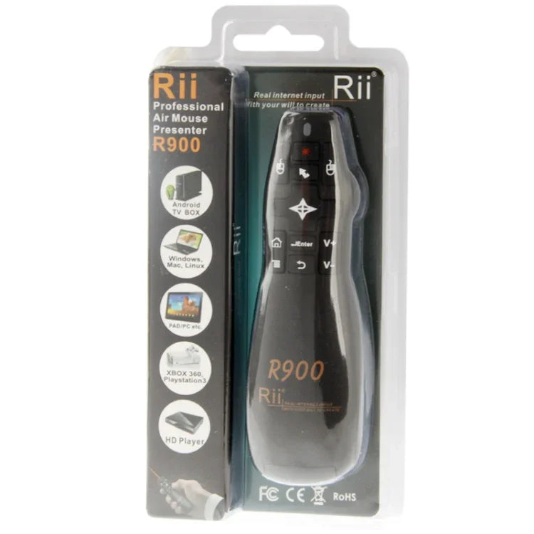 Apresentador sem fios 2,4G com ponteiro laser Fly Mouse Rii Professional Air Mouse R900 para HTPC / Android TV BOX / PS3 / XBOX360 / Tablet PC (K14 R900), K14 R900