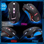 Rato Óptico Gaming USB com Fio T7, 3 Cores Alteráveis, 1200 DPI 1600 DPI 2400 DPI, T7