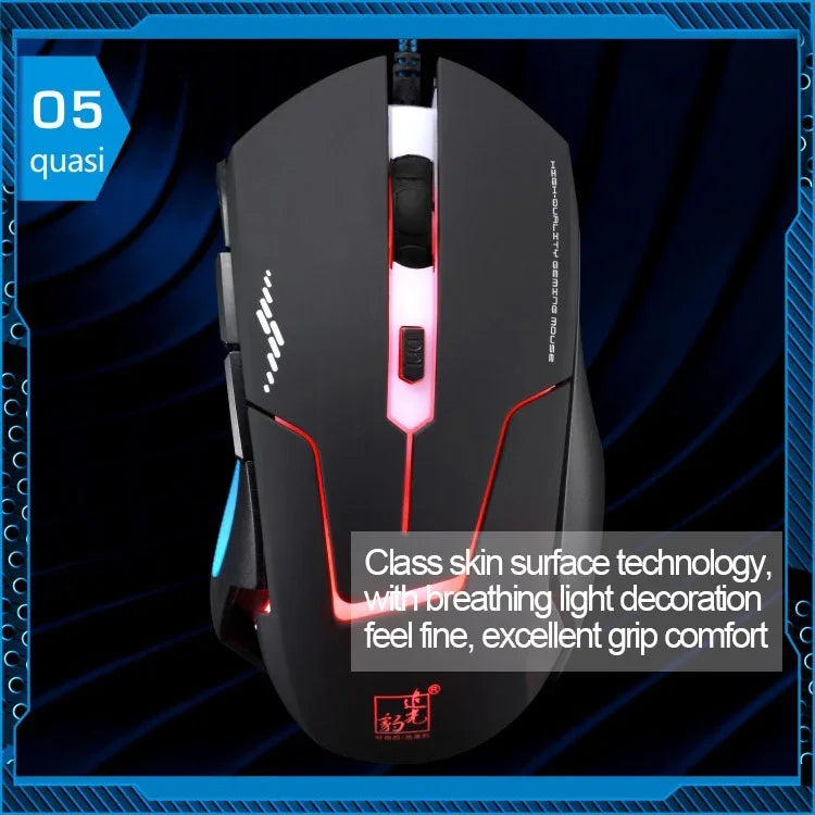 Rato Óptico Gaming USB com Fio T7, 3 Cores Alteráveis, 1200 DPI 1600 DPI 2400 DPI, T7
