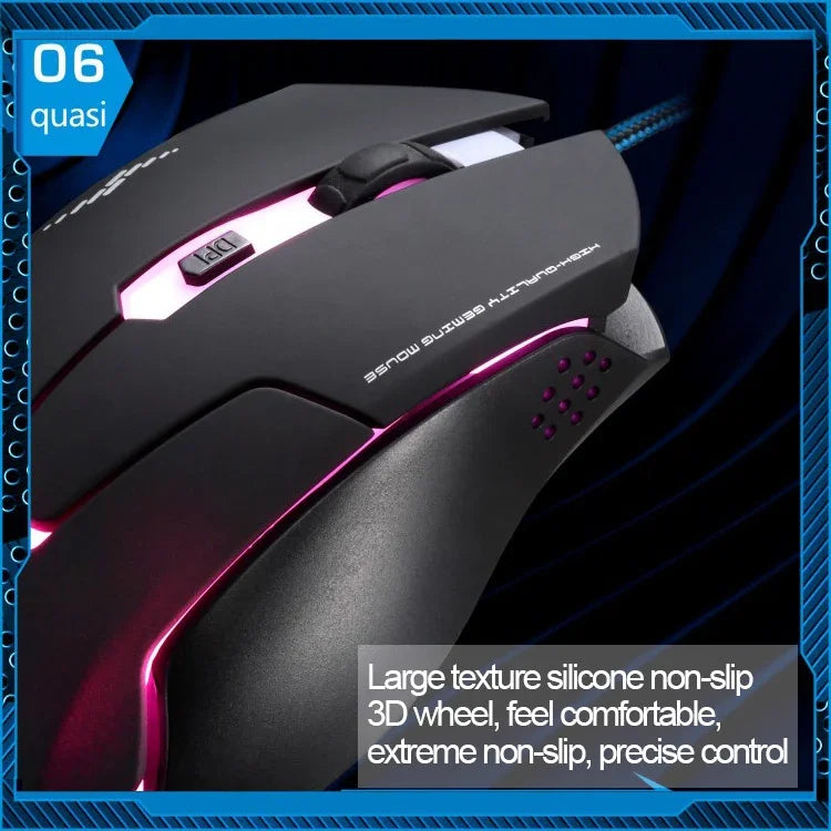 Rato Óptico Gaming USB com Fio T7, 3 Cores Alteráveis, 1200 DPI 1600 DPI 2400 DPI, T7