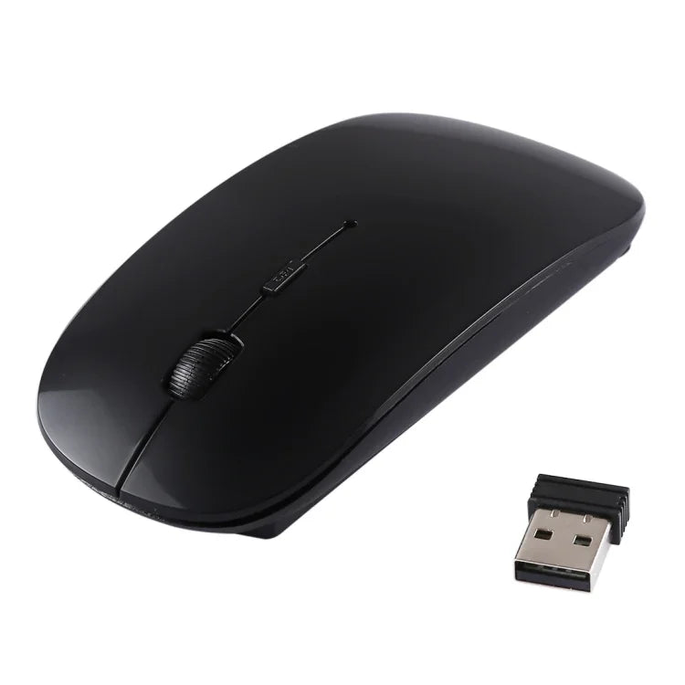 Rato Óptico Laser Ultra-fino Sem Fios 2.4GHz com Recetor USB Mini, Plug and Play