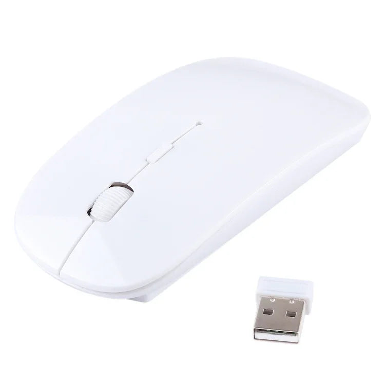 Rato Óptico Laser Ultra-fino Sem Fios 2.4GHz com Recetor USB Mini, Plug and Play