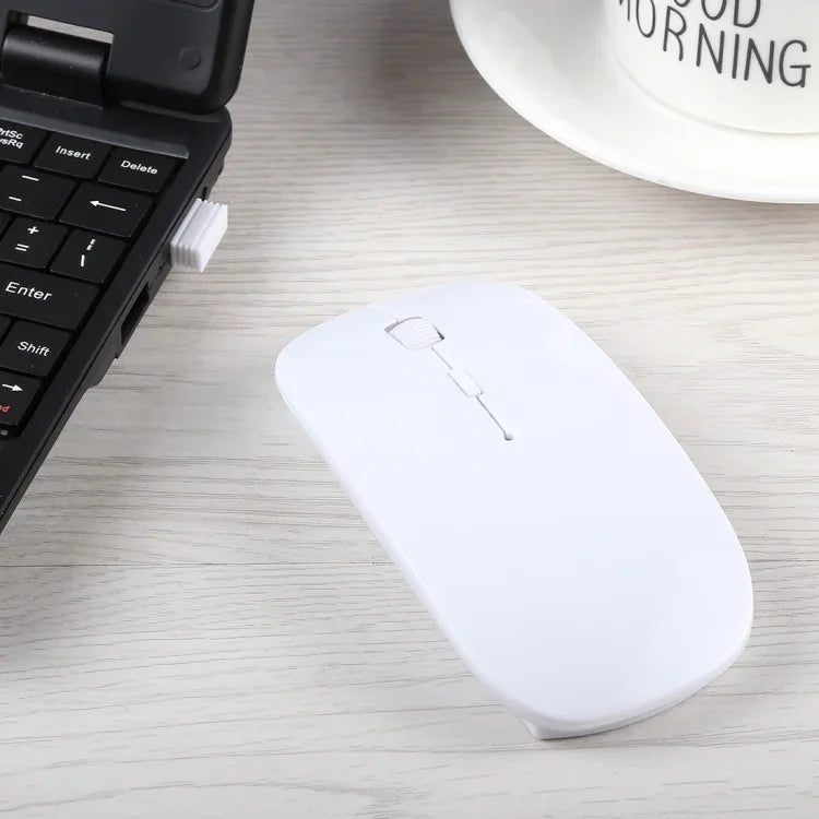Rato Óptico Laser Ultra-fino Sem Fios 2.4GHz com Recetor USB Mini, Plug and Play