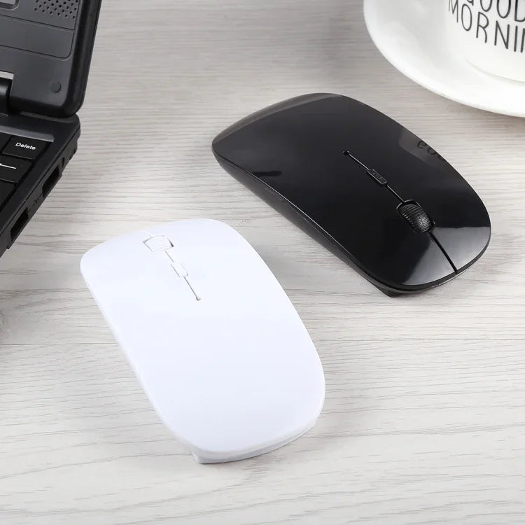 Rato Óptico Laser Ultra-fino Sem Fios 2.4GHz com Recetor USB Mini, Plug and Play