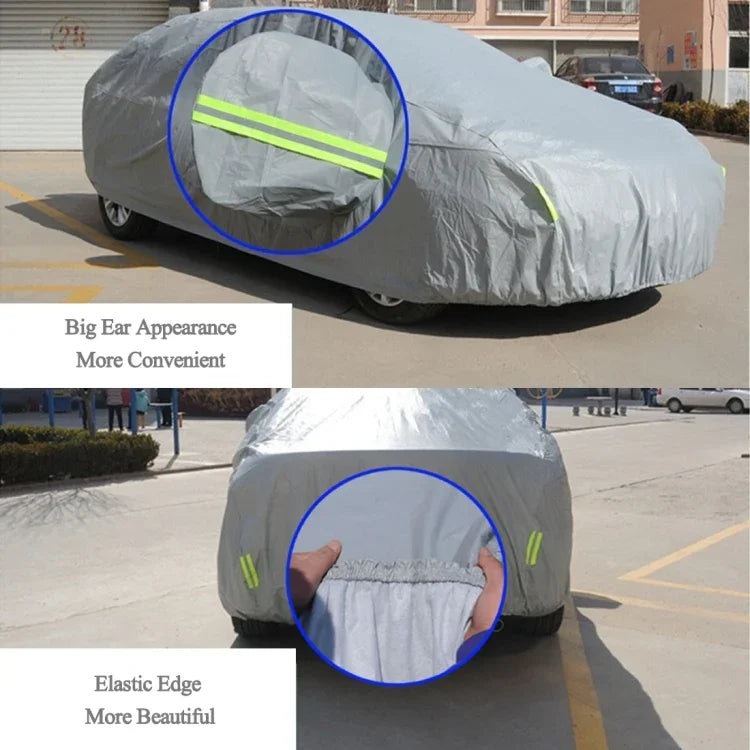PEVA Anti-Dust Waterproof Sunproof Hatchback Car Cover with Warning Strips, Fits Cars up to 4.4m(172 inch) in Length, 172inch (L)