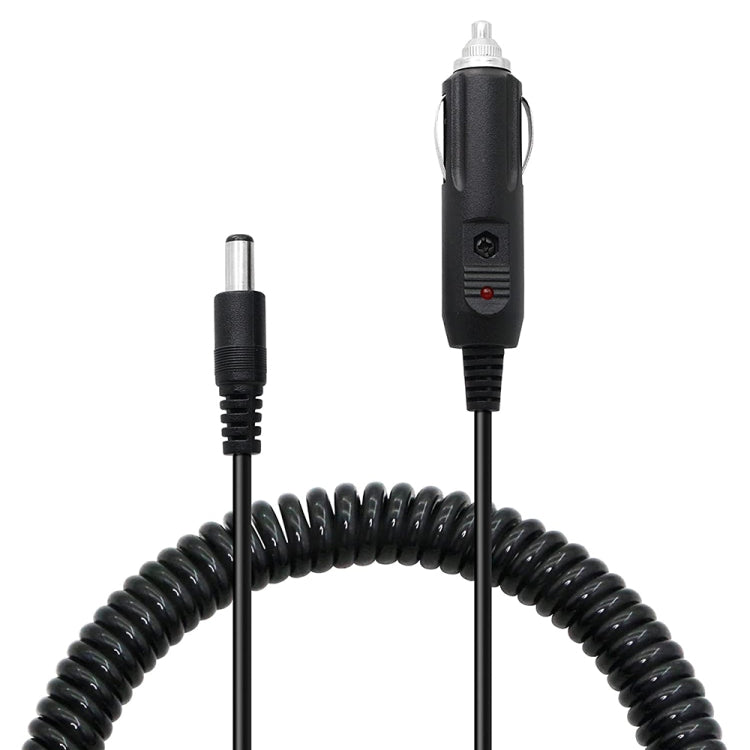Adaptador de Alimentação DC 2A 5.5 x 2.1mm com Cabo Enrolado para Carro, Comprimento: 40-140cm, 5.5 x 2.1mm