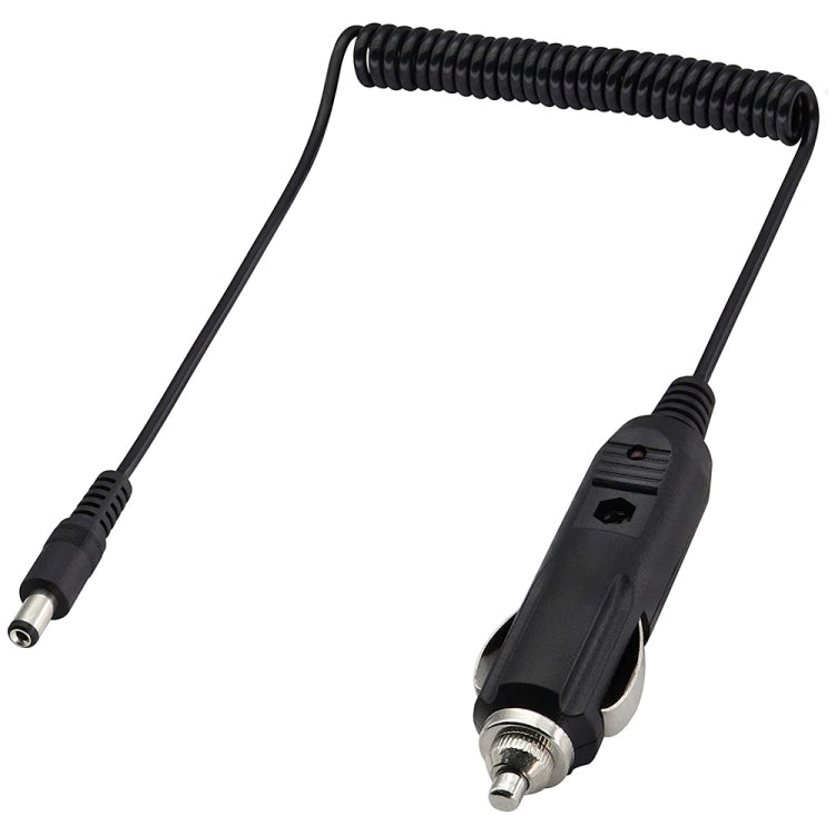 Adaptador de Alimentação DC 2A 5.5 x 2.1mm com Cabo Enrolado para Carro, Comprimento: 40-140cm, 5.5 x 2.1mm