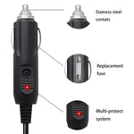 Adaptador de Alimentação DC 2A 5.5 x 2.1mm com Cabo Enrolado para Carro, Comprimento: 40-140cm, 5.5 x 2.1mm
