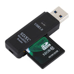 Leitor de Cartões USB 3.0 2 em 1, Super Velocidade 5Gbps, Suporta Cartão SD / TF