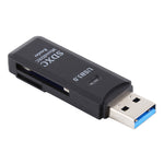 Leitor de Cartões USB 3.0 2 em 1, Super Velocidade 5Gbps, Suporta Cartão SD / TF