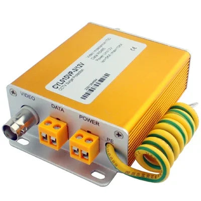 Protetor contra Sobretensão de Segurança para Sinal de Vídeo e Energia 3 em 1 12V, 12V 3 em 1