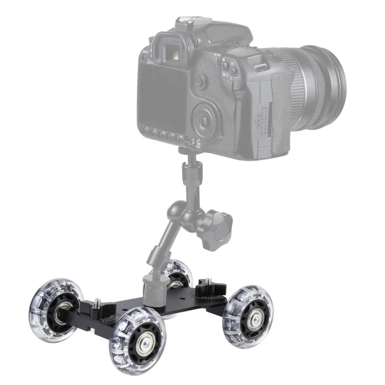 Carro de Carril Deslizante para Vídeo de Mesa de Chão para Câmara DSLR, Preto