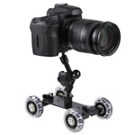 Carro de Carril Deslizante para Vídeo de Mesa de Chão para Câmara DSLR, Preto