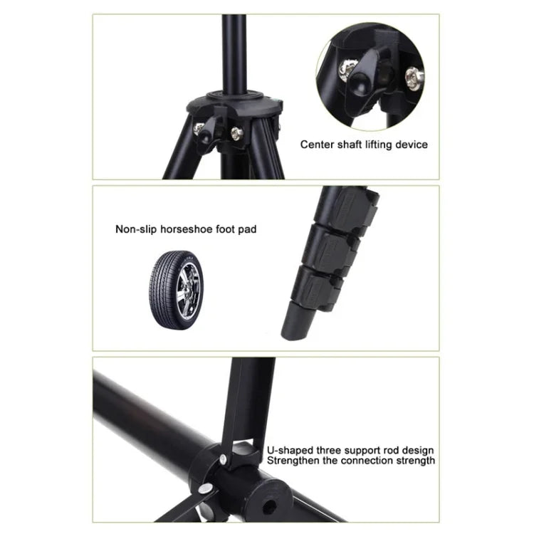 Tripé YUNTENG VCT-681 138cm para Câmaras SLR / Micro-SLR / Digitais, Pernas de Alumínio Dobráveis em 4 Secções, Adequado para Canon / Nikon / Panasonic / Pentax / Casio / Sony / Fuji (Capacidade de Carga: 3kg)