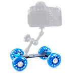 Primeira Geração DEBO Carro de Carril Deslizante para Vídeo de Mesa de Chão para Câmara DSLR / Filmadoras, Azul