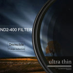 Filtro ND Fader de Densidade Neutra Ajustável Variável ND 2 a ND 400, 82mm