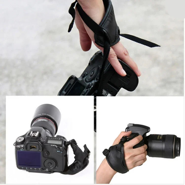 Pega de Mão com Correia de Pulso em Pele PU Macia para Câmara Nikon / Canon / Sony