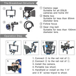 Estabilizador de Gaiola para Câmara de Vídeo com Pega Grande YELANGU YLG1103A-B + Kit Matte Box para Câmara DSLR / Câmara de Vídeo