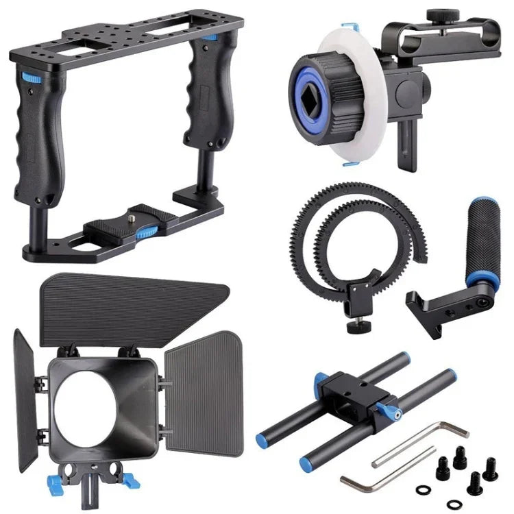 Estabilizador de Gaiola para Câmara de Vídeo com Pega Grande YELANGU YLG1103A-B + Kit Matte Box para Câmara DSLR / Câmara de Vídeo