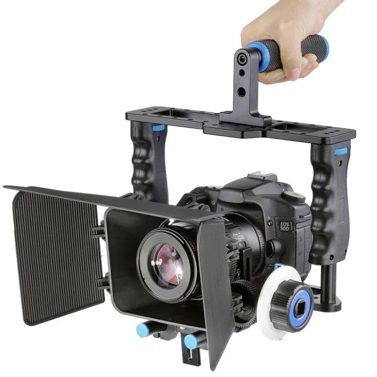 Estabilizador de Gaiola para Câmara de Vídeo com Pega Grande YELANGU YLG1103A-B + Kit Matte Box para Câmara DSLR / Câmara de Vídeo