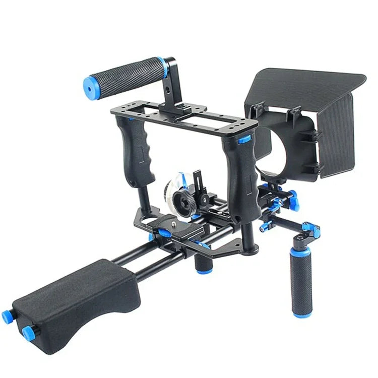 Montagem de Ombro com Duas Pegas YELANGU YLG1103A-A + Kit Estabilizador de Gaiola com Matte Box para Câmara DSLR / Câmara de Vídeo