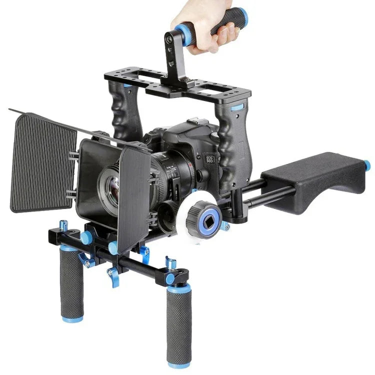 Montagem de Ombro com Duas Pegas YELANGU YLG1103A-A + Kit Estabilizador de Gaiola com Matte Box para Câmara DSLR / Câmara de Vídeo