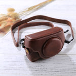 Bolsa de Câmara em Pele PU Estilo Retro com Correia para Sony RX100 M3 / M4 / M5