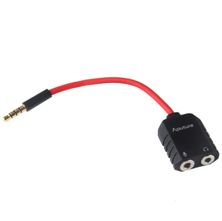 Cabo divisor de microfone de auscultador Aputure 3,5mm áudio Y macho para 2 fêmeas, 3,5mm macho para 2 fêmeas