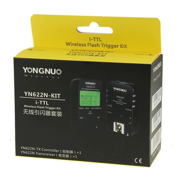 Controlador de Disparo Flash Sem Fios YONGNUO YN622N-KIT i-TTL + Kit Transceptor para Câmara Nikon, para Nikon