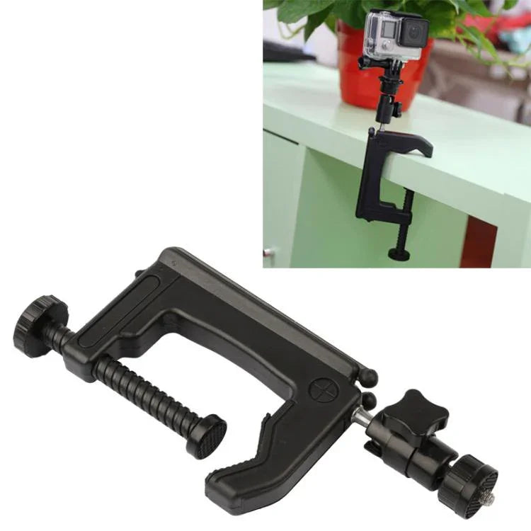 Suporte de Fixação de Secretária com Adaptador de Tripé para GoPro, Insta360, DJI e Outras Câmaras de Ação, Tamanho da Garra: 1 - 6 cm, Garra de Mesa