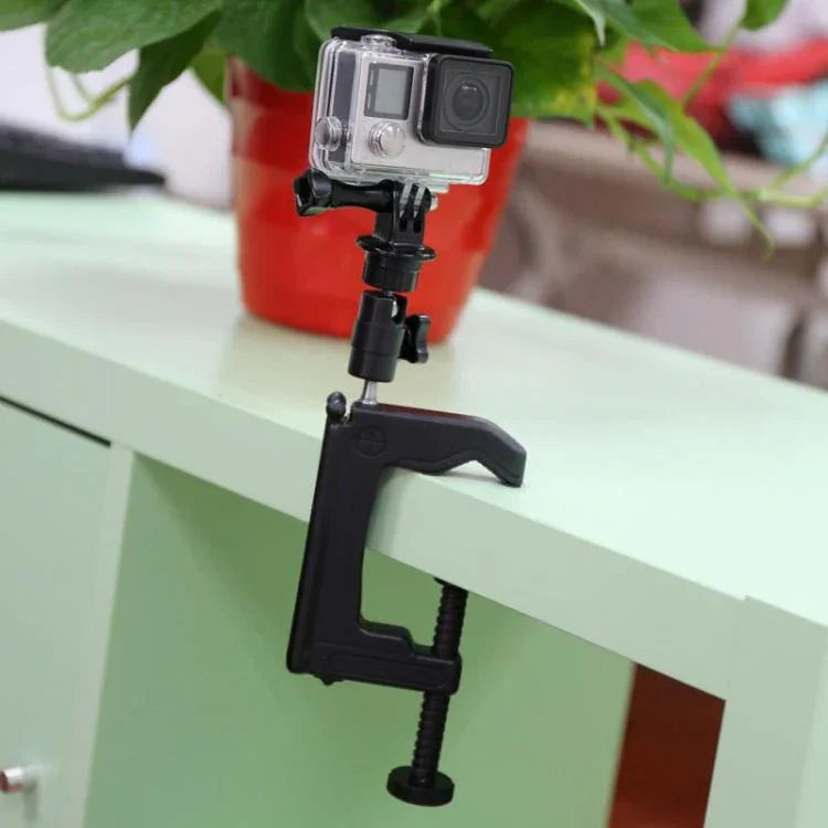 Suporte de Fixação de Secretária com Adaptador de Tripé para GoPro, Insta360, DJI e Outras Câmaras de Ação, Tamanho da Garra: 1 - 6 cm, Garra de Mesa