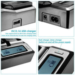 Carregador digital de bateria com ecrã LCD de canal duplo e porta USB para bateria Sony BP-U30 / U60 / U90, compatível com Sony EX260 / EX280 / FS7