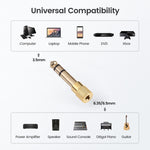 Adaptadores de Jack de Áudio Macho 6.35mm para Fêmea 3.5mm (10 Unidades no Pacote, Preço para 10 Unidades), Macho 6.35mm para Fêmea 3.5mm