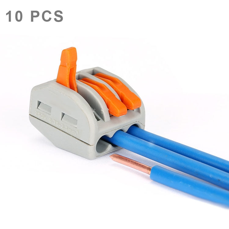 10 Unidades de Conector de Fio Universal Compacto de 3 Pinos com Presilha Sem Solda, 3 Pinos