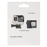 Protetor de Ecrã LCD Ultra Claro + Filme Protetor de Lente de Vidro para Câmara GoPro HERO4 Silver, HERO4 Silver