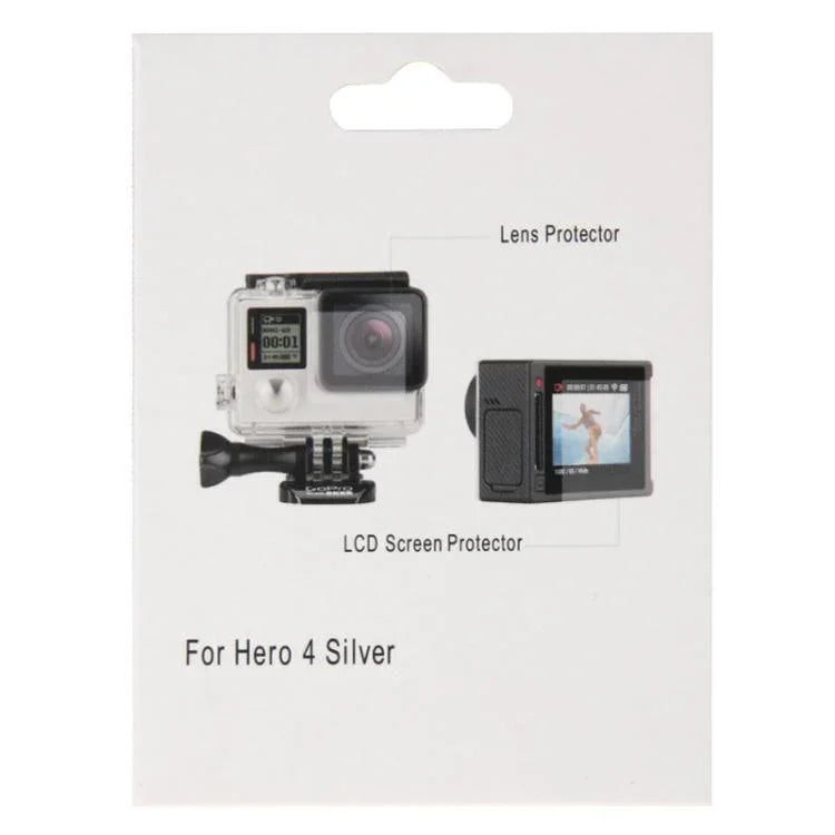 Protetor de Ecrã LCD Ultra Claro + Filme Protetor de Lente de Vidro para Câmara GoPro HERO4 Silver, HERO4 Silver