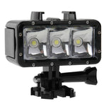 Luz de Vídeo Impermeável 30M com 3 Modos, Lanterna com Base e Parafuso para GoPro, Insta360, DJI e Outras Câmaras de Ação, Impermeável 30M