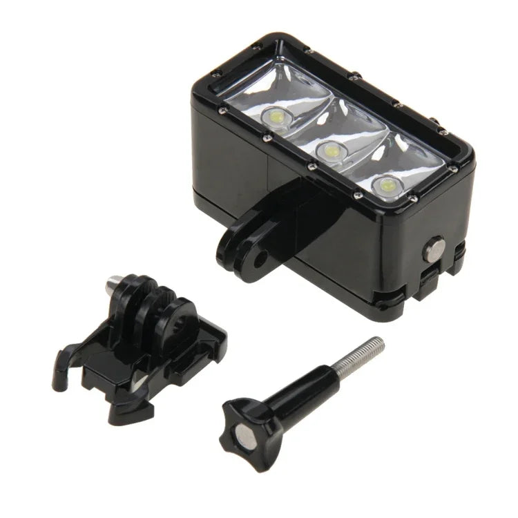 Luz de Vídeo Impermeável 30M com 3 Modos, Lanterna com Base e Parafuso para GoPro, Insta360, DJI e Outras Câmaras de Ação, Impermeável 30M