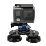 Suporte de Ventosa Direcional Triangular com Montagem para Tripé + Parafuso de Punho para GoPro, Insta360, DJI e Outras Câmaras de Ação
